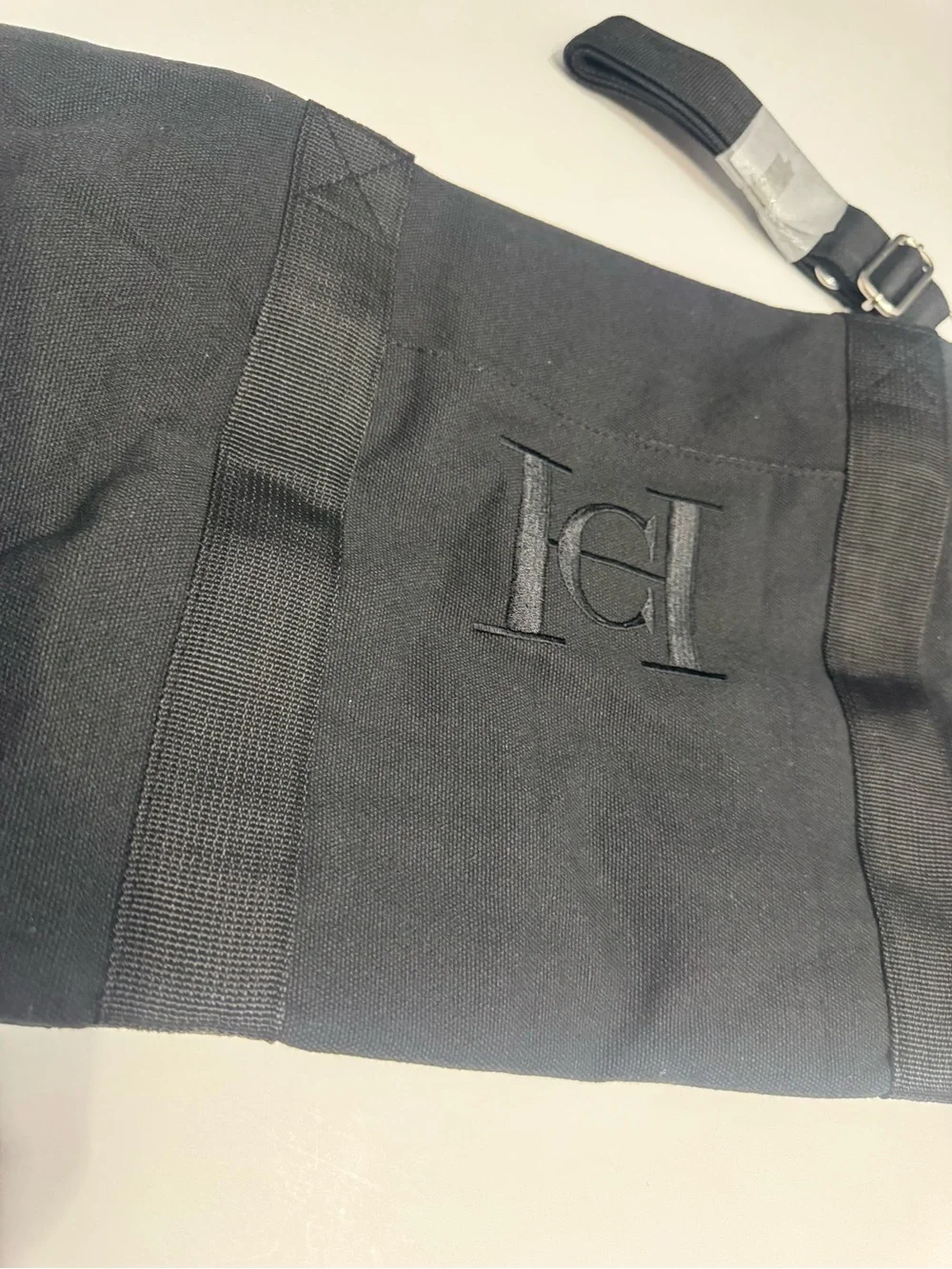 Carolina Herrera Black Duffel Bag with Subtle Monogram